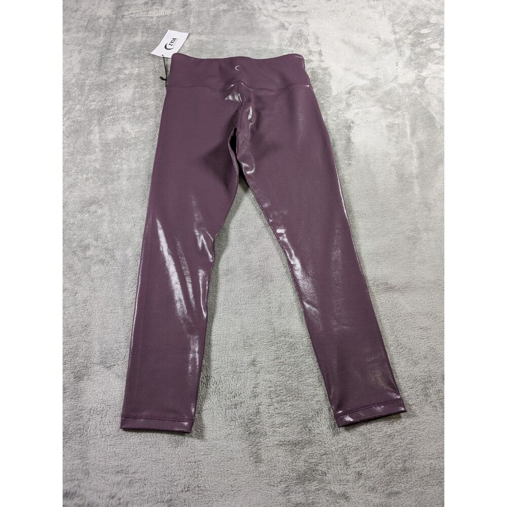 Zyia Active Light N Tight Leggings Womens 6-8 Plum Metallic Sheen High Rise 7/8 - Picture 3 of 10